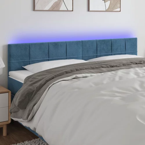 vidaXL LED posteljno vzglavje temno modro 200x5x78/88 cm žamet