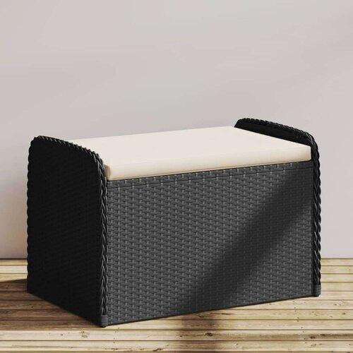  Klupa za pohranu s jastukom crna 80 x 51 x 52 cm od poliratana Slike