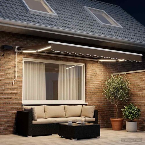  Ručni okvir tende s LED-ima Sivosmeđa 2,5 x 2 m Cijene