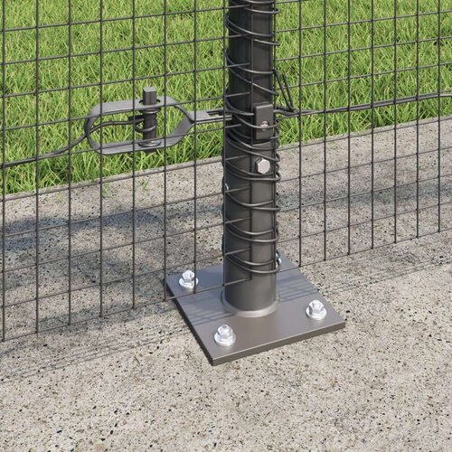 VidaXL zavarena ograda s 7 flanged stupovima Siva 0.8x10 m Čelik Slike