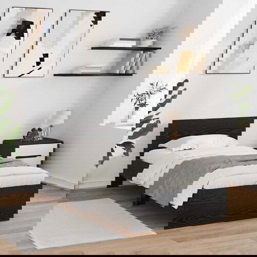 VidaXL Konstrukcija postelje z LED lučmi Črna Orehovina 90 x 200 cm Slike