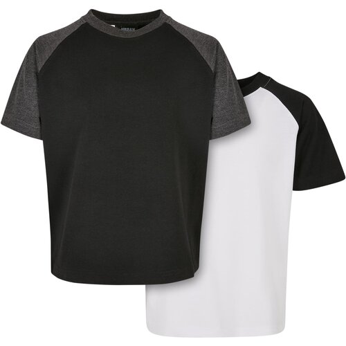 Urban Classics Kids Boys Raglan Contrast Tee 2-Pack white/black+black/charcoal Slike