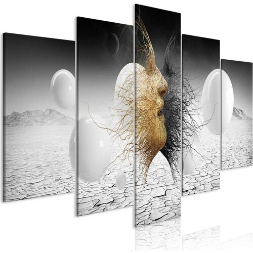  Slika - Woven Faces (5 Parts) Wide Golden 100x50 Cene