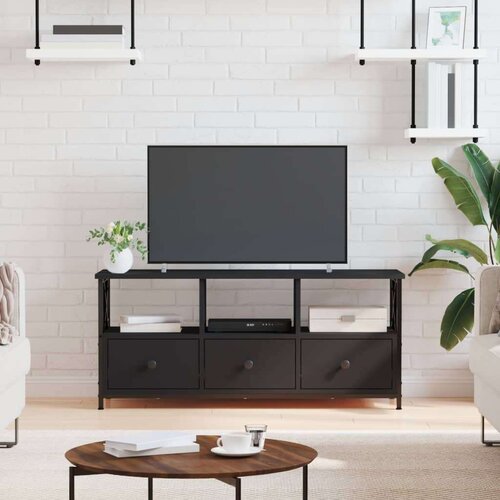 TV omarica črna 102x33x45 cm inženirski les in železo, (20732725) Cene
