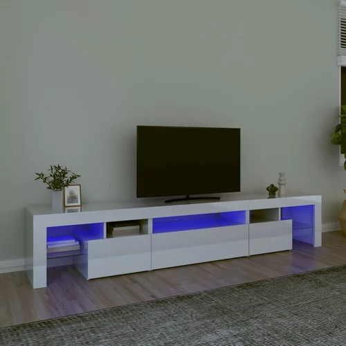 TV ormarić s LED svjetlima visoki sjaj bijeli 215x36,5x40 cm