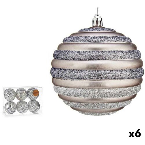  Set božićnih kuglica krugovi 10 cm Srebrna Plastika (6 kom.) Cijene