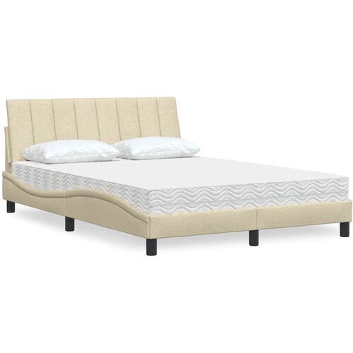 VidaXL Krevet s madracem krem 120 x 200 cm od tkanine Slike
