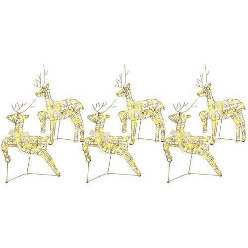 vidaXL LED jelene med 180 LED 6 pcs Zlata 64 x 42 x 15 cm PET Cene