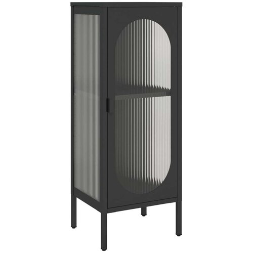 VidaXL Komoda crna 40 x 35 x 105 cm od stakla i čelika Slike