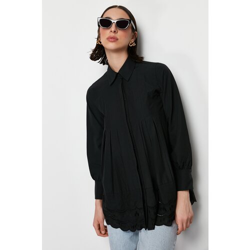 Trendyol Black Brode Detail Cotton Woven Shirt Slike