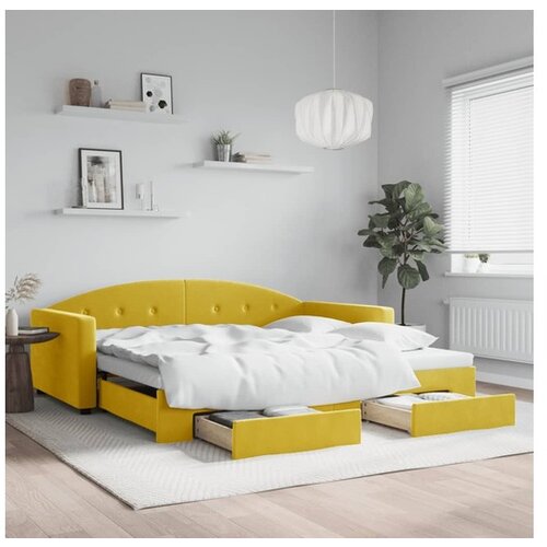 vidaXL Dnevni krevet na razvlačenje s ladicama žuti 100x200 cm baršun Cene