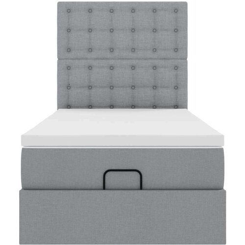 VidaXL Otomanski okvir kreveta s madraca svijetlosivi 90x190cm tkanine Slike