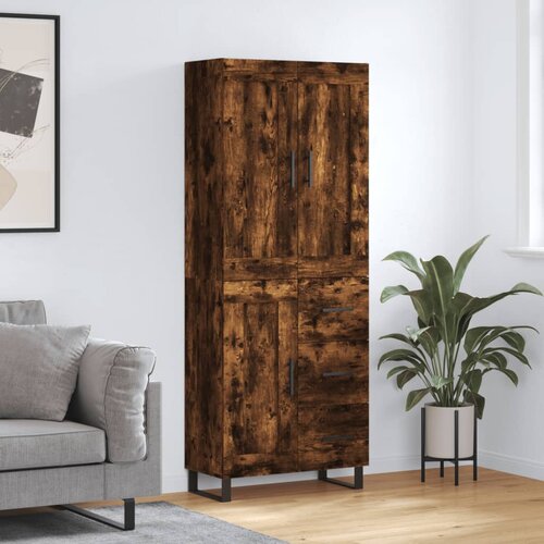 VidaXL Visoka komoda dimljen hrast 69,5x34x180 cm inženirski les Slike
