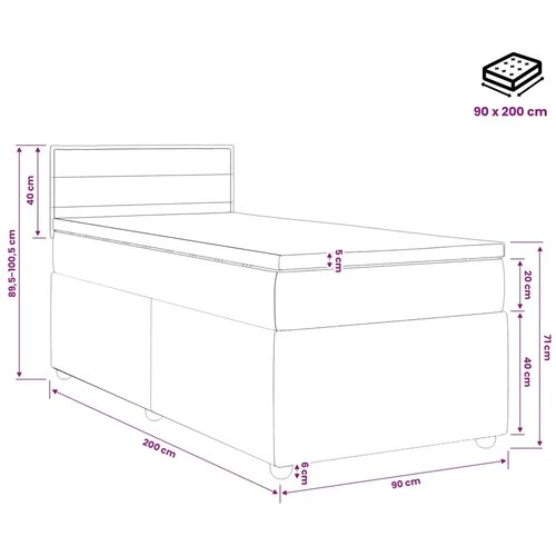  Boxspring krevet s madracem Tamno smeđa 90 x 200 cm Tkanina - Tamno smeđa 90 x 200 cm Dizajn linija Slike