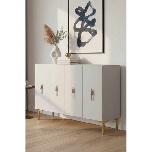 Hanah home komoda Ayshe 120, 120 cm, bela / zlatna Cene