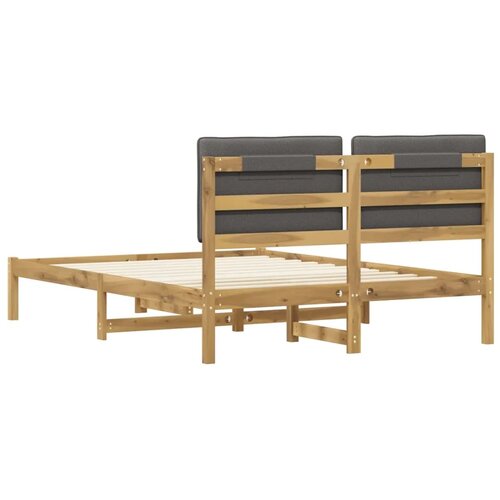  Krevetni okvir s tapiciranim uzglavljem - Bijelo prana i svijetlosiva 140 x 190 cm Slike