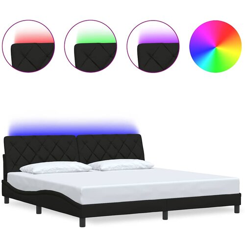 Maison Chic Posteljni okvir - Dvoposteljna postelja - Zakonska postelja z LED brez vzmetnice črn 200x200 cm blago, (21697029) Cene
