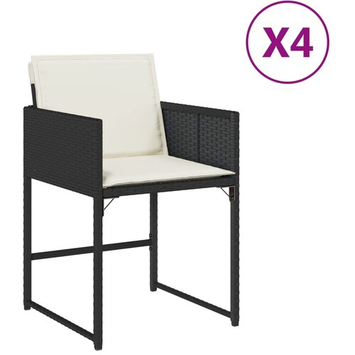 Maison Chic Vrtni stoli - Stol za vrt z blazinami 4 kosi črn poli ratan JS2218, (21876845) Slike