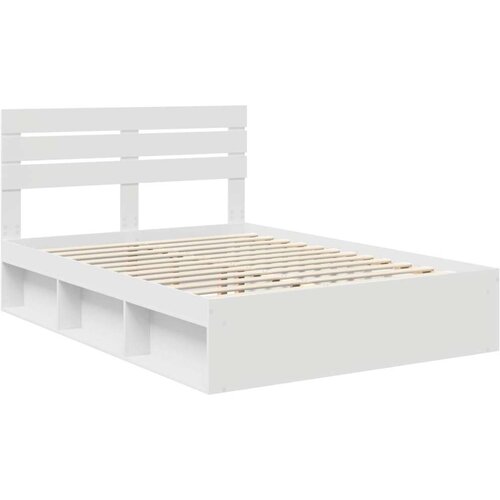  Okvir za krevet Bijelo 160 x 200 cm Čvrsto borovo drvo Slike