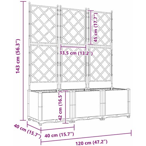  Vrtna saksija 3 pcs Svijetlo siva 120 x 40 x 143 cm Plastika Slike