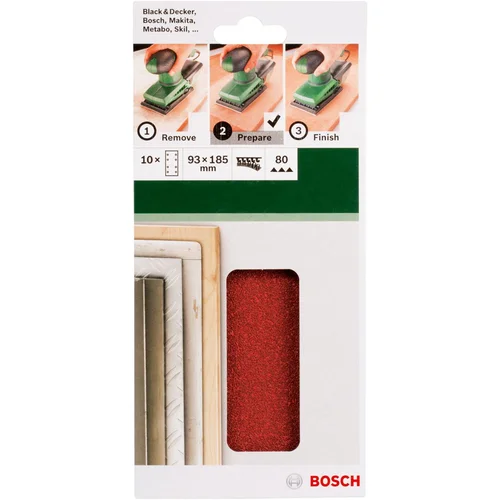 Bosch 2609256A82 Orbitalni brusni papir S čičkom, Perforiran Granulacija 80 (D x Š) 185 mm x 93 mm 10 ST