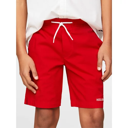 Tommy Hilfiger Kratke hlače iz tkanine Pull On Monotype KB0KB08948 Rdeča Regular Fit