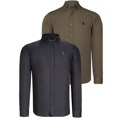 Dewberry DUAL SET G725 MENS SHIRTS-BLACK-GREEN Slike