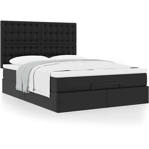VidaXL otomanski okvir kreveta s madracem crni 140x200cm umjetna koža Slike