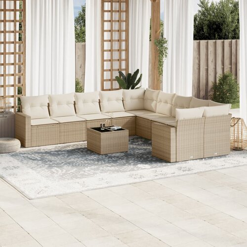 vidaXL 11-dijelni set vrtnih sofa od poliratana s jastucima bež Cene