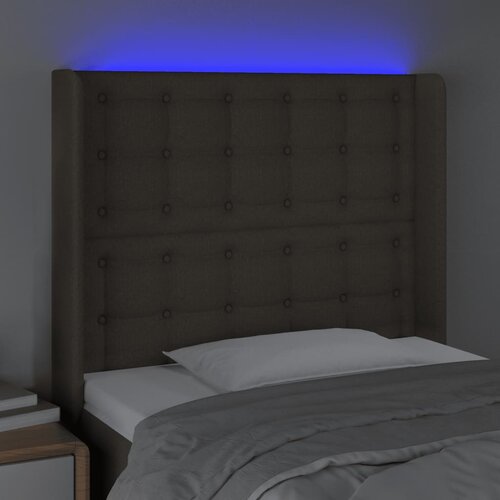  LED uzglavlje smeđesivo 83 x 16 x 118/128 cm od tkanine Slike