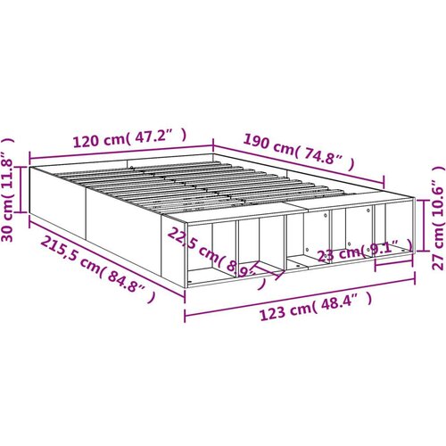 vidaXL Posteljni okvir sonoma hrast 120x190 cm inženirski les Cene
