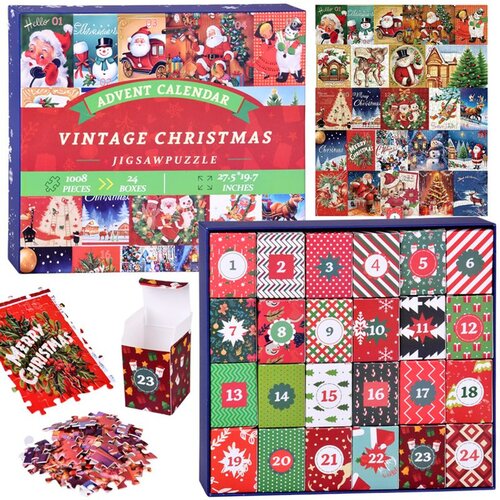  Adventski kalendar slagalica - 24 božićne slagalice u VINTAGE stilu ZA5885 Slike