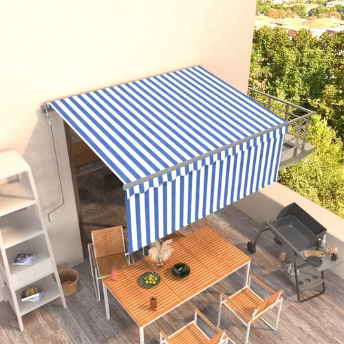 vidaXL Automatska tenda na uvlačenje s roletom 3 5x2 5 m plavo-bijela