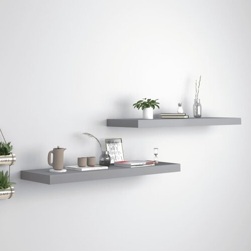 VidaXL plutajuće zidne police 2 kom sive 80 x 23,5 x 3,8 cm MDF Slike