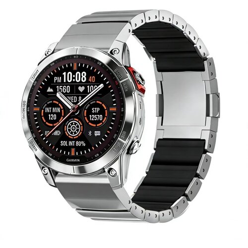 INF Hitro spro&scaron;čljiva jeklena zapestnica z magnetno sponko, 26mm za Garmin Silver + Black, (5000295570) Cene