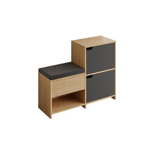 Hanah home cipelarnik haven shoe bench oak anthracite Slike