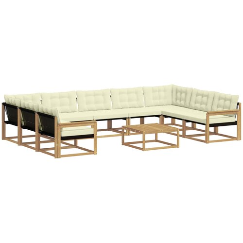 vidaXL Zunanja garnitura za sedenje z blazino 10 pcs Bela in krem, (5000271127) Cene