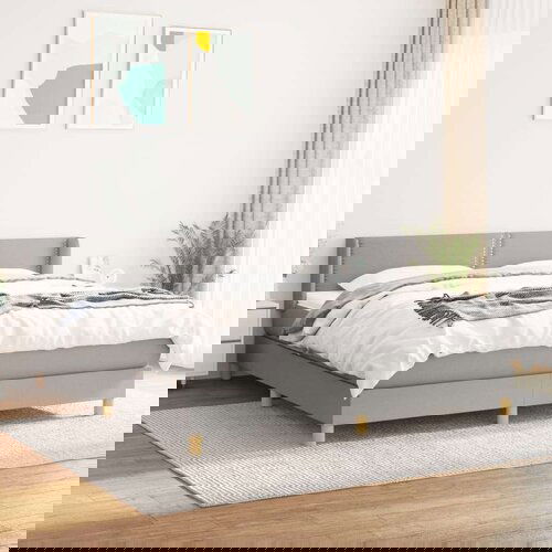  Box spring postelja z vzmetnico svetlo siva 180x200 cm blago, (20898631) Cene