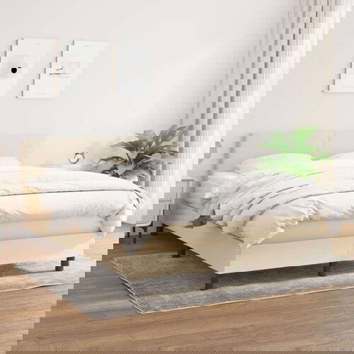  Box spring postelja z vzmetnico krem 140x200 cm blago, (20894120) Slike