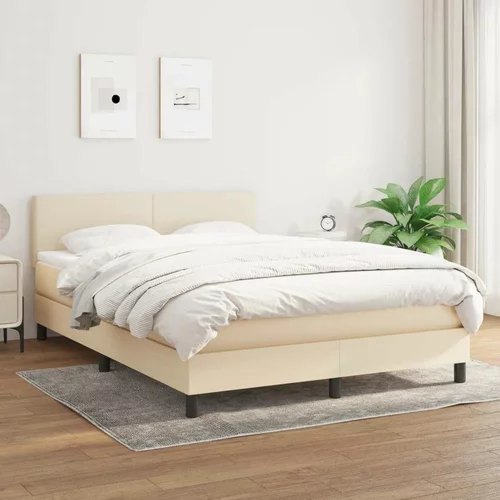  Box spring postelja z vzmetnico krem 140x200 cm blago, (20894120)