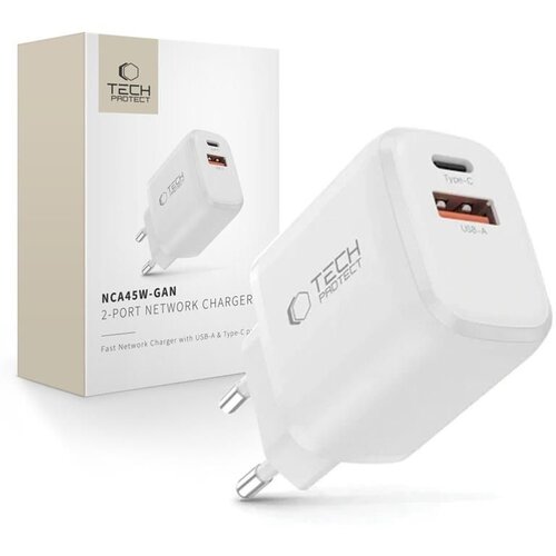 TECH-PROTECT NCA45W-GAN STENSKI POLNILEC ZA TELEFONE 2-VRATNI PD 45W QC3.0, (5000337490) Cene