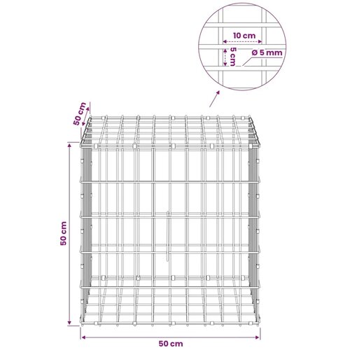  Gabion s žicom debljine 5 mm i mrežom 5x10 cm 50x50x50 cm - 50 cm 50 cm 50 cm Slike
