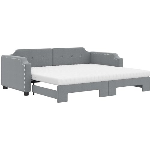 vidaXL Izvlečna dnevna postelja z vzmetnico sv. siva 80x200 cm blago, (20787760) Cene