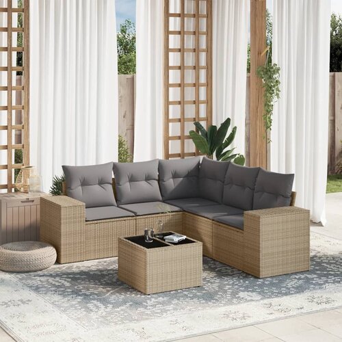 vidaXL 6-dijelni set vrtnih sofa s jastucima bež od poliratana Cijene
