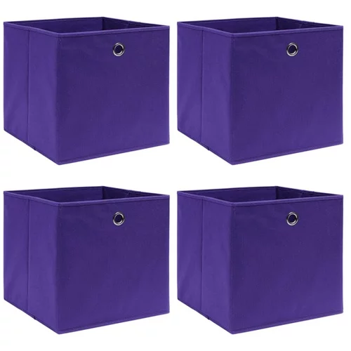 Škatle za shranjevanje 4 kosi vijolične 32x32x32 cm blago
