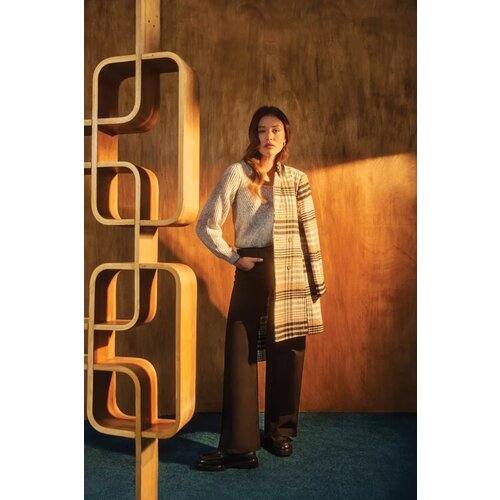 Marisse Double-Breasted Check Coat Slike