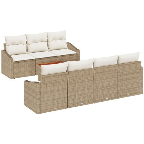 VidaXL set od 8 vrtnih sofa s jastučićima Bež Poli ratan akacija Slike