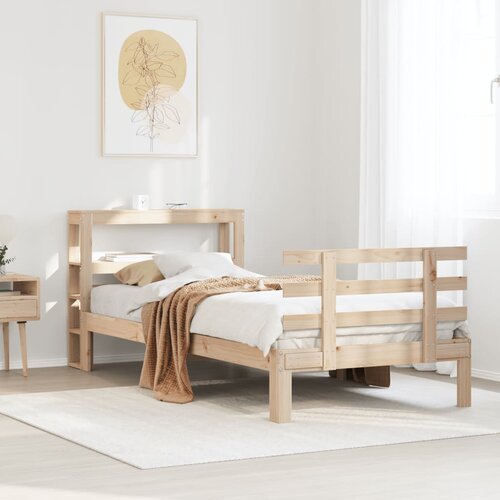 VidaXL Posteljni okvir z vzglavjem 90x190 cm trdna borovina Slike