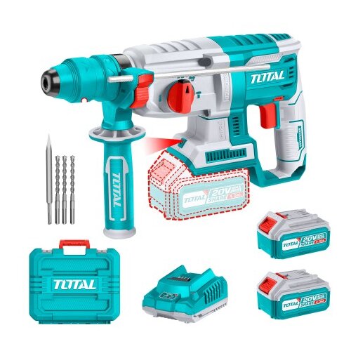 TOTAL TOOLS Akumulatorsko rotacijsko kladivo 26mm/ SDS Plus/5000bpm/2,5J/ INDUSTRIAL (SET Baterija 2x4Ah, Polnilec, Kovček) (TRHLI202289) Cene