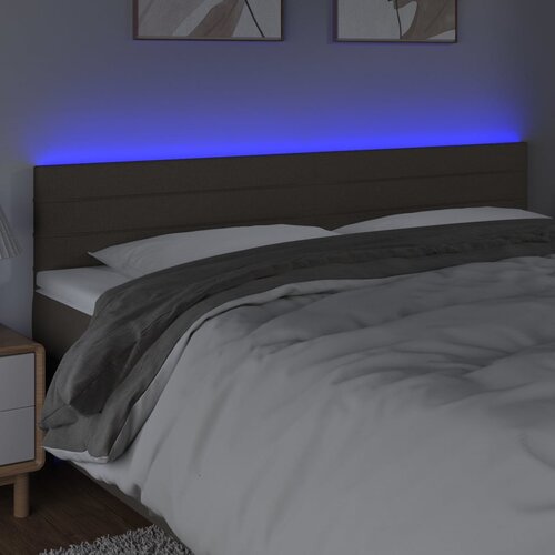  LED uzglavlje smeđesivo 180x5x78/88 cm od tkanine Slike